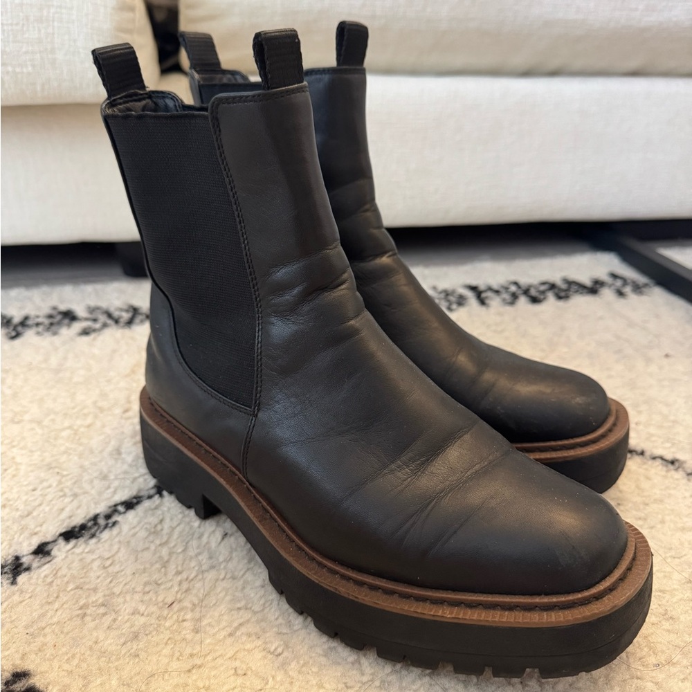 Sam Edelman Laguna Black Leather Lug Boots